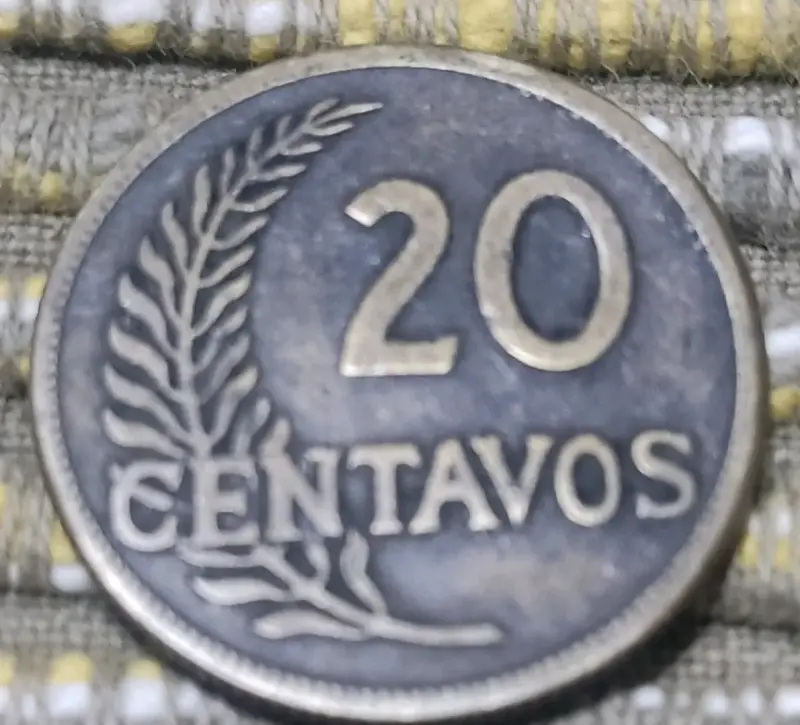 Moneda antigua de 20 centavos Perú 1943 - 1