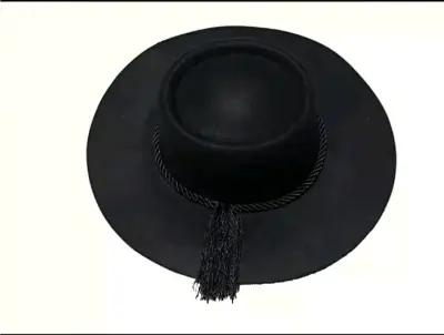 Sombrero de ala ancha negro con borla - miniatura 1