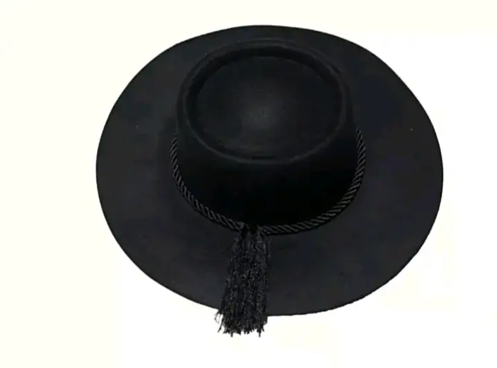 Sombrero de ala ancha negro con borla - 3