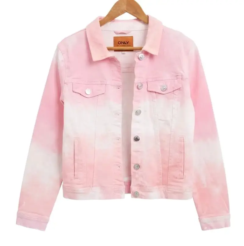 Chaqueta de mezclilla rosa degradé para mujer - 1