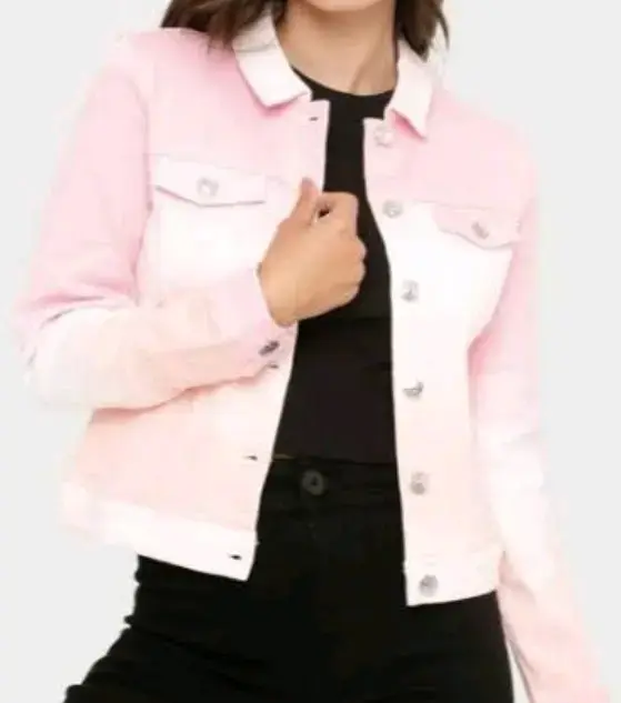 Chaqueta de mezclilla rosa degradé para mujer - 3