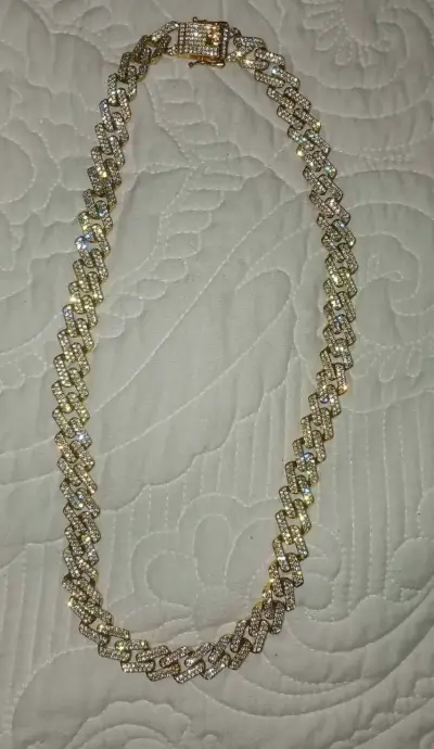 Cadena de oro con brillantes estilo cubano - miniatura 1