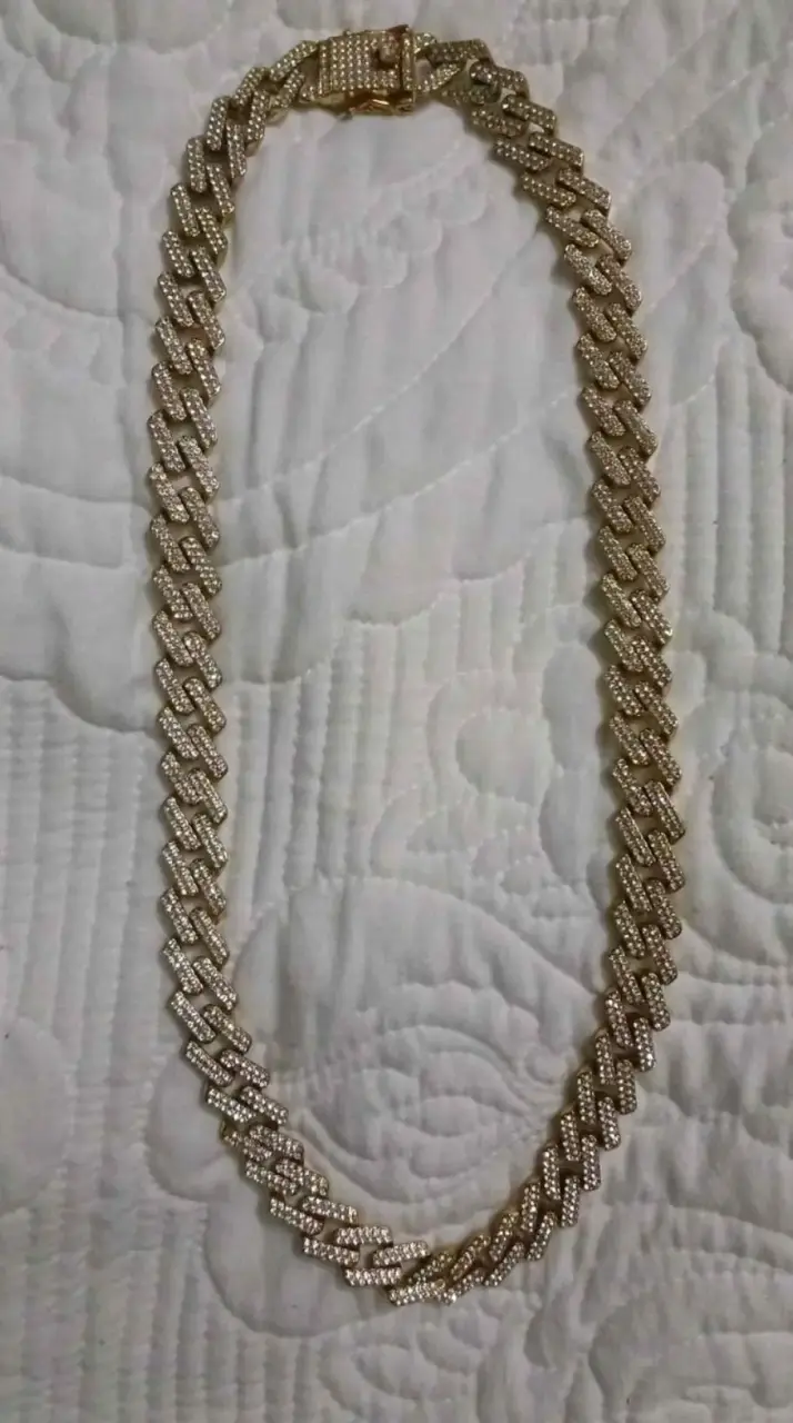 Cadena de oro con brillantes estilo cubano - 2