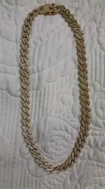 Cadena de oro con brillantes estilo cubano - miniatura 2