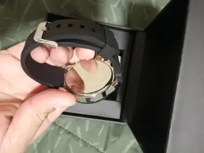 Reloj cronógrafo negro L&Co con correa de silicona - miniatura 2