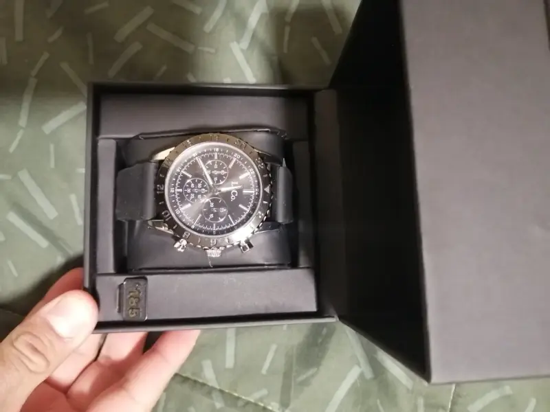 Reloj cronógrafo negro L&Co con correa de silicona - 3