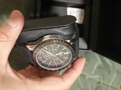 Reloj cronógrafo negro L&Co con correa de silicona - miniatura 4