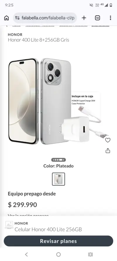 Honor 400 Lite 8+256GB Negro NUEVO SELLADO - miniatura 4