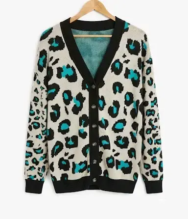 Cárdigan de Leopardo con Botones para Mujer - 1