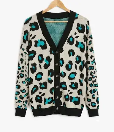 Cárdigan de Leopardo con Botones para Mujer - miniatura 1