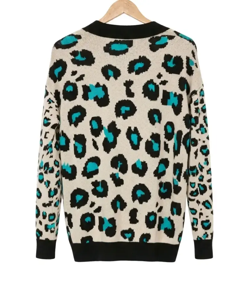 Cárdigan de Leopardo con Botones para Mujer - 2