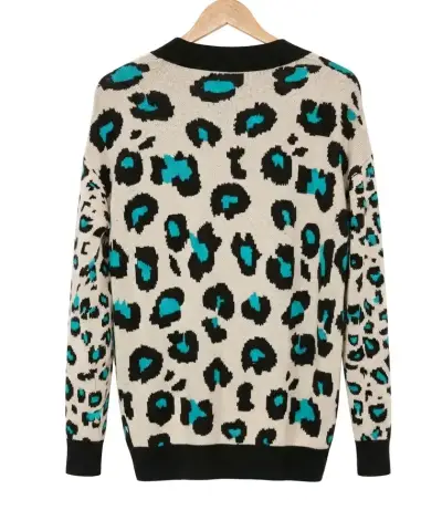 Cárdigan de Leopardo con Botones para Mujer - miniatura 2