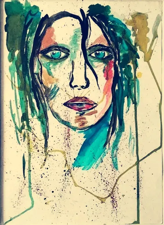 Cuadro de arte abstracto con rostro femenino