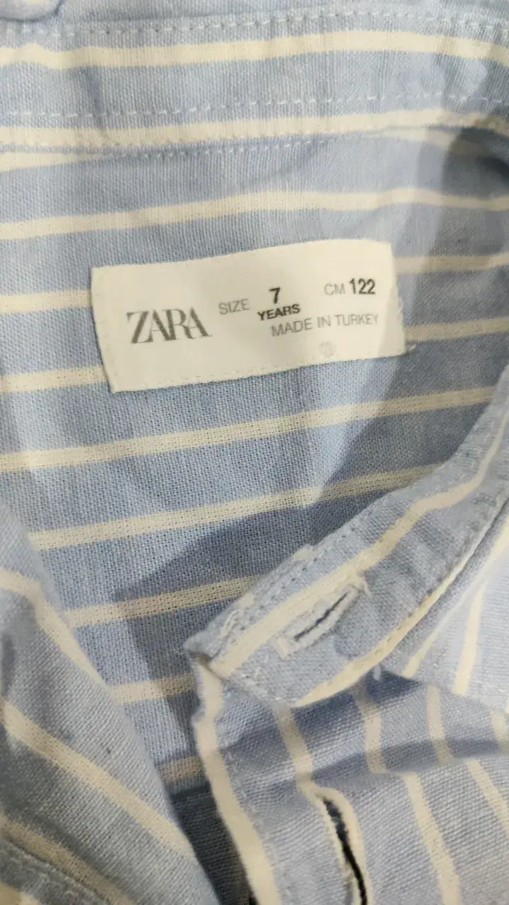Camisa Rayada Azul para Niños Zara Talla 7 - 3