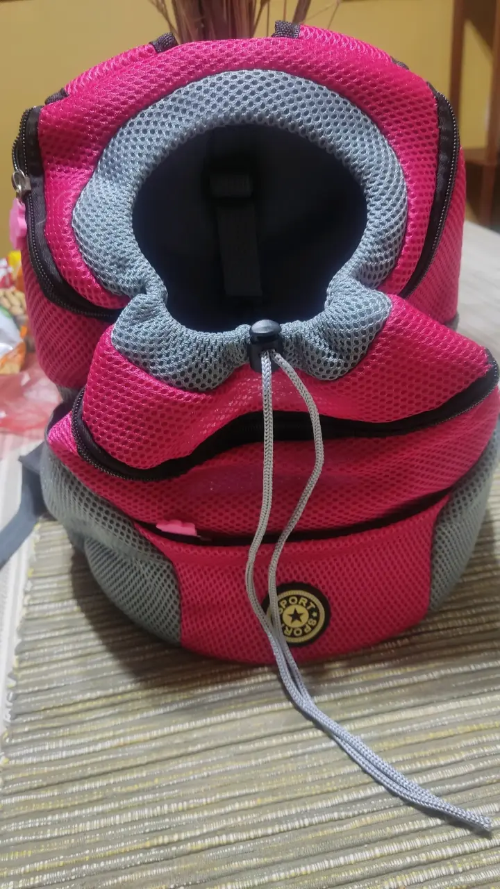Mochila para transportar perros, rosa y gris - 1