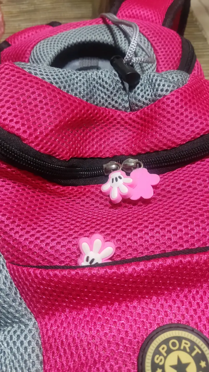 Mochila para transportar perros, rosa y gris - 4