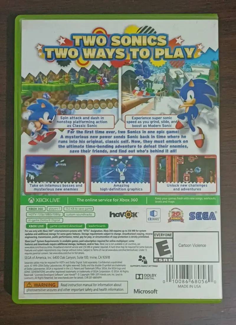 Juego Xbox 360 Sonic Generations Platinum Hits - 2