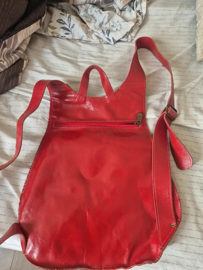 Mochila de cuero roja estilo casual - 2