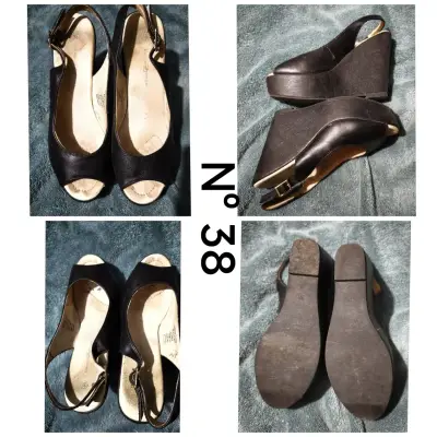 Sandalias de Cuña Negras Talla 38 - miniatura 1