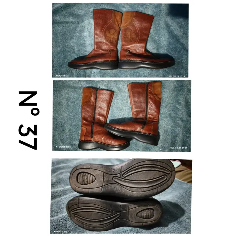 Botas de cuero marrón con suela antideslizante - 1