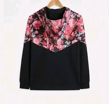 Poleron con cierre y capucha floral para mujer - miniatura 2