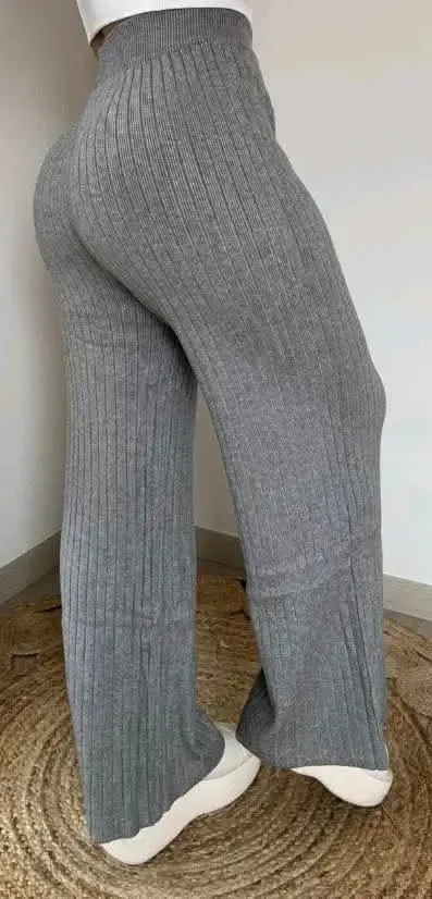 Pantalones de punto gris para mujer - 2