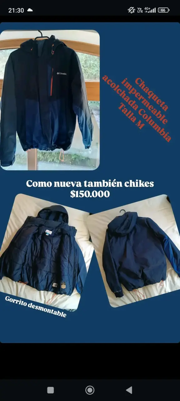 Chaqueta impermeable acolchada Columbia talla M