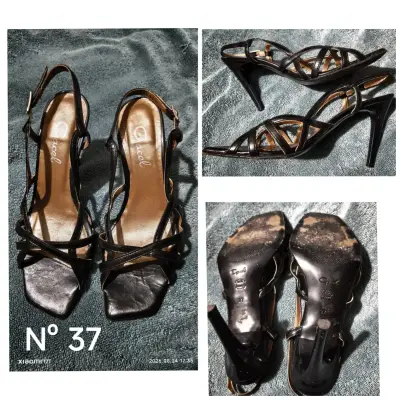 Sandalias de tacón negro para mujer Gacel talla 37 - miniatura 1