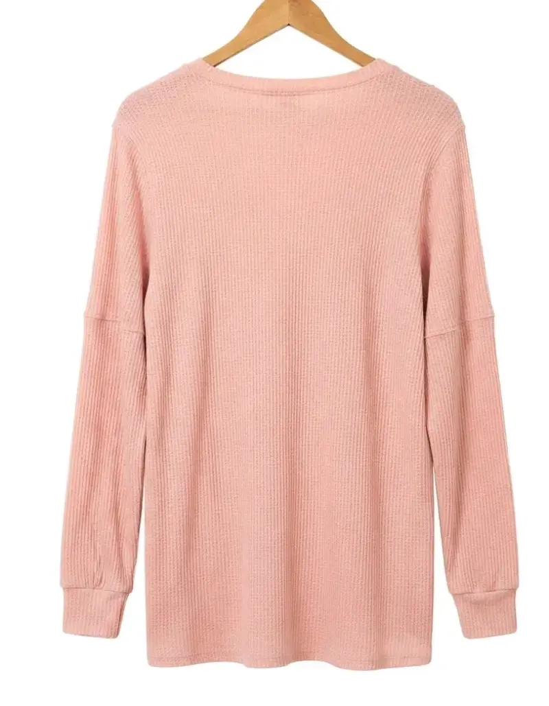 Suéter Rosa con Mangas Volantes para Mujer - 2