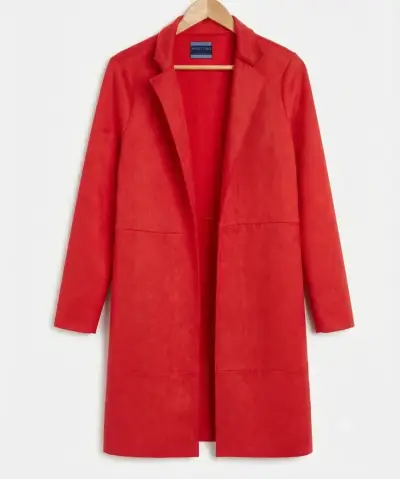 Abrigo rojo largo para mujer elegante - miniatura 1