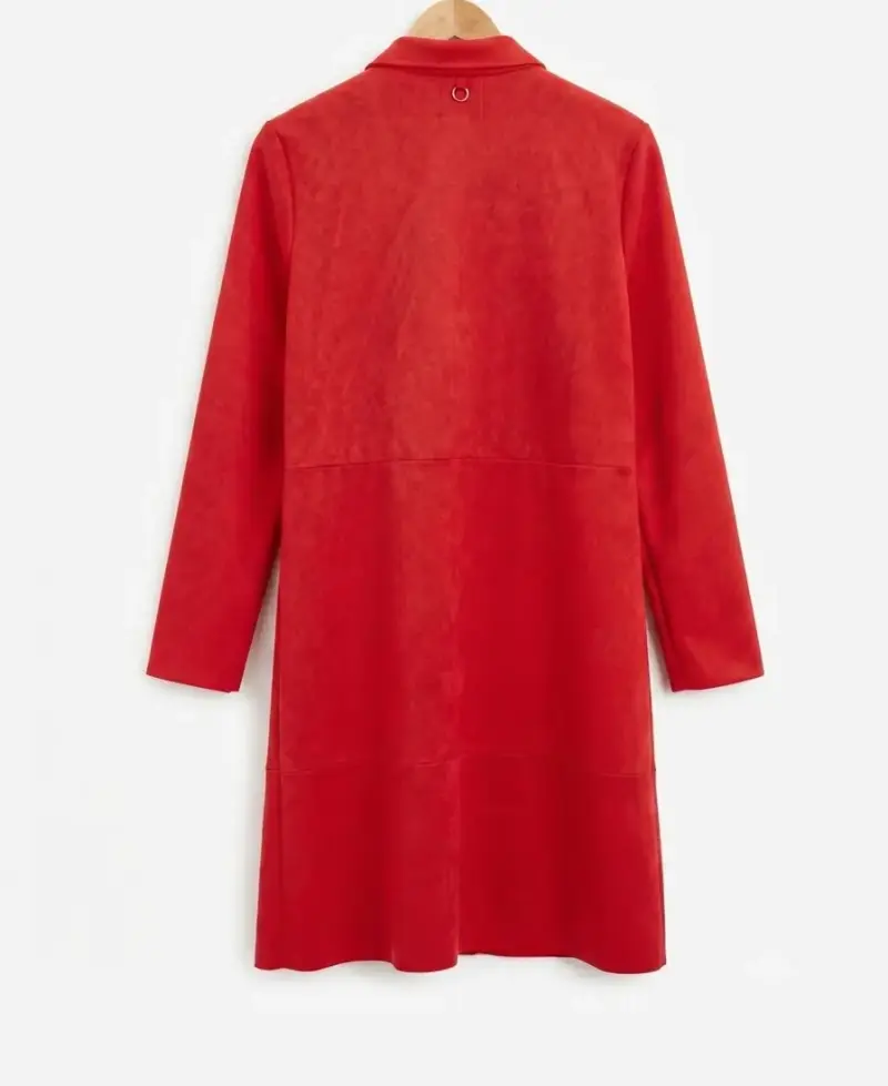 Abrigo rojo largo para mujer elegante - 2