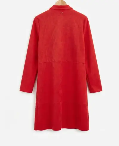 Abrigo rojo largo para mujer elegante - miniatura 2