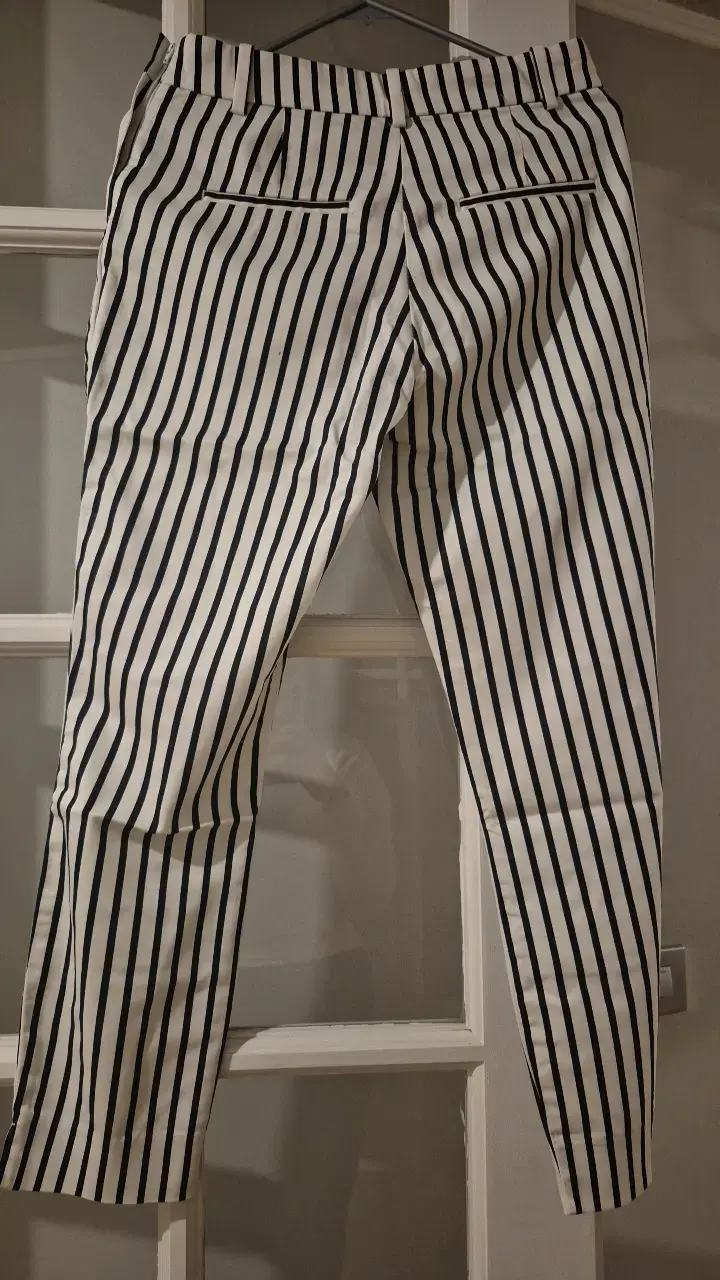 Pantalones a rayas blanco y negro para mujer - 2