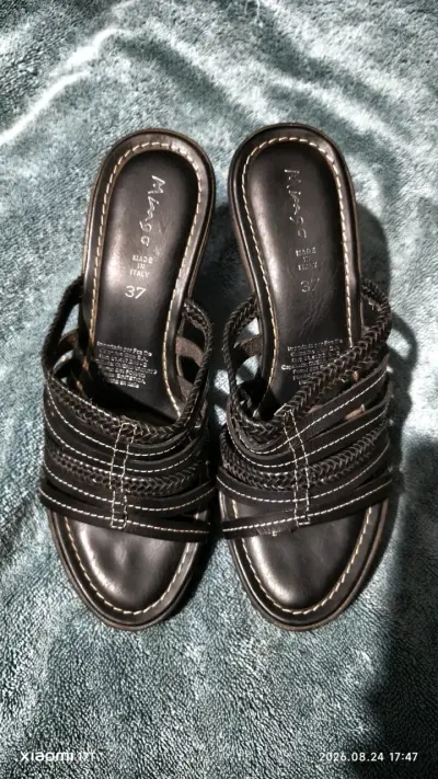 Sandalias de cuña negras Mingo talla 37 - miniatura 2