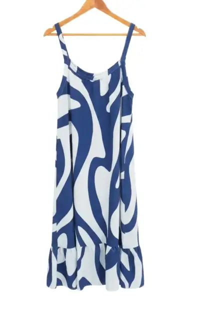Vestido largo estampado azul y blanco - miniatura 1