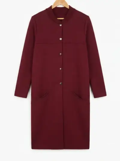 Abrigo largo burdeo para mujer - miniatura 1