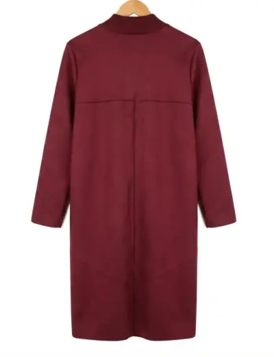 Abrigo largo burdeo para mujer - miniatura 2