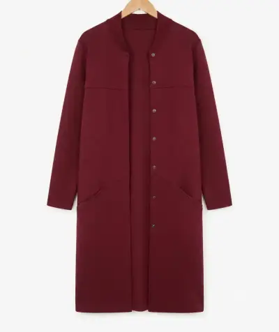 Abrigo largo burdeo para mujer - miniatura 3