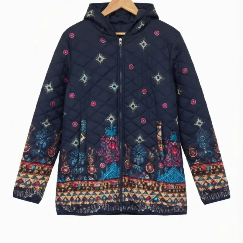 Chaqueta acolchada con diseño floral para mujer - 1