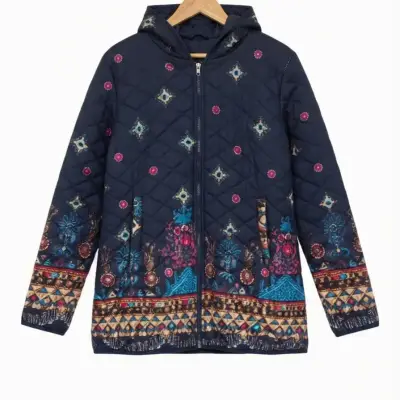 Chaqueta acolchada con diseño floral para mujer - miniatura 1