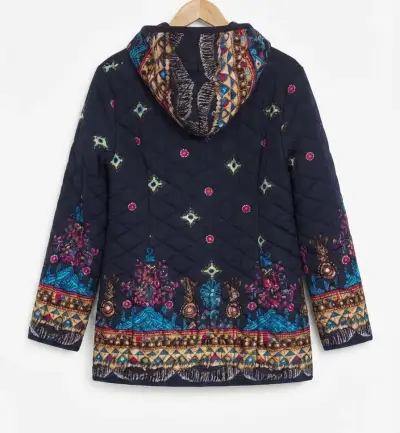 Chaqueta acolchada con diseño floral para mujer - miniatura 2
