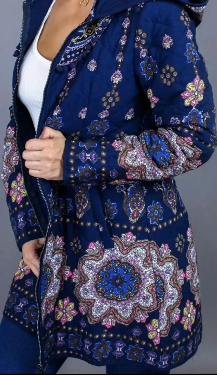 Chaqueta acolchada con diseño floral para mujer - 3