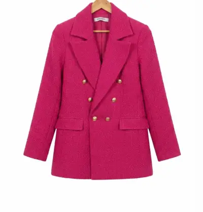 Blazer fucsia de lana con botones dorados - miniatura 1