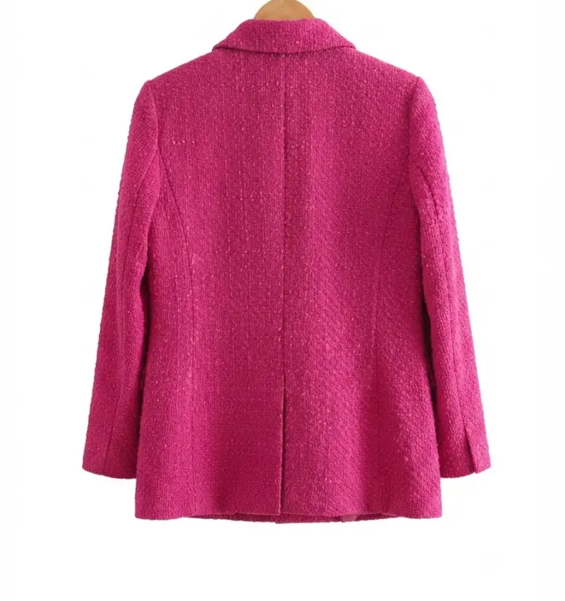 Blazer fucsia de lana con botones dorados - 2