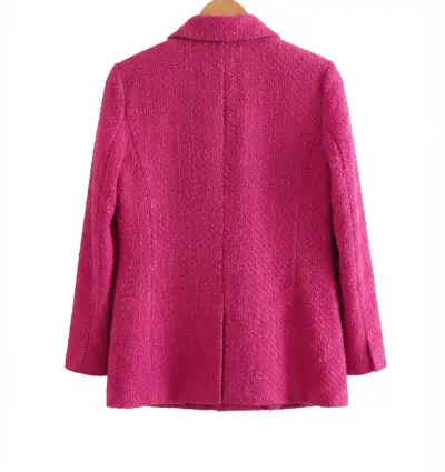 Blazer fucsia de lana con botones dorados - miniatura 2