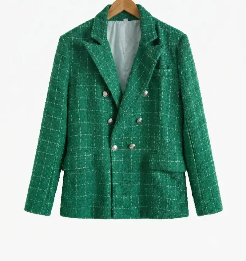 Blazer verde de lana estilo elegante - 1