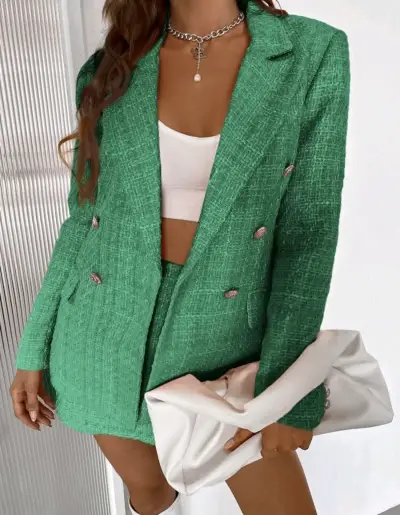 Blazer verde de lana estilo elegante - miniatura 3