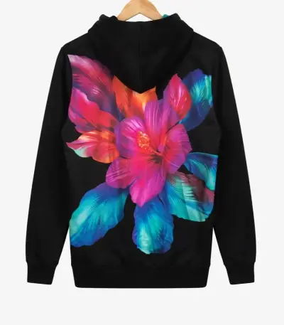 Poleron negro con diseño floral colorido - miniatura 1