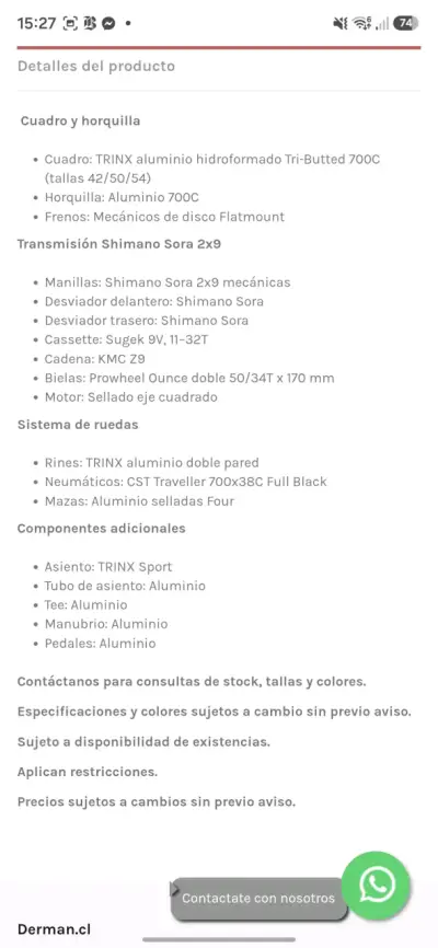 Bicicleta de Gravel Trinx Climber 2.3 - miniatura 6