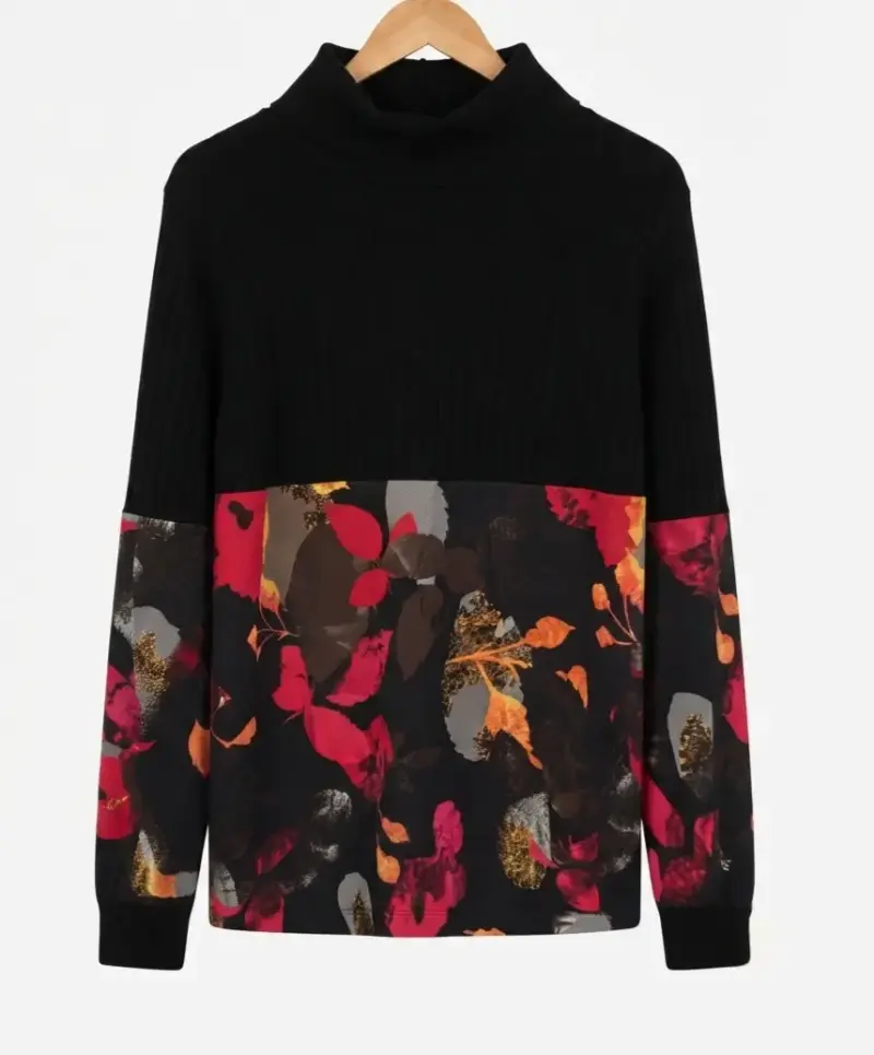 Suéter de cuello alto con diseño floral - 2
